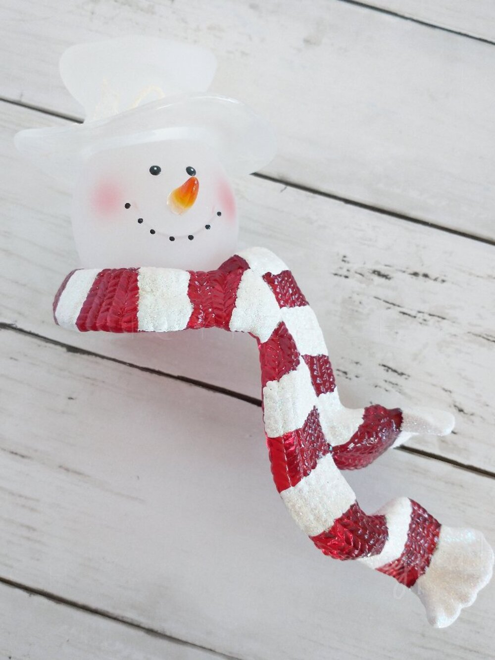 Seasons of Cannon Falls Snowman Ornament Vintage Peppermint Bottle Top Holiday